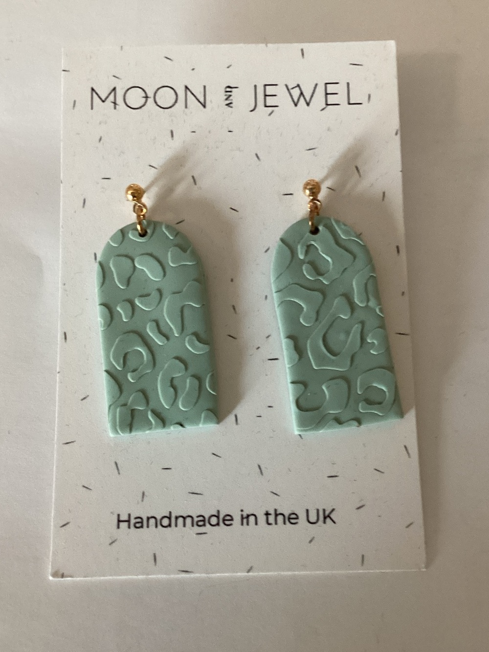 Mint Green Textured Arch Drop Earrings